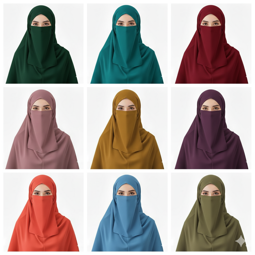 Chiffon Georgette Hijab Niqab and Tube Cap Sets