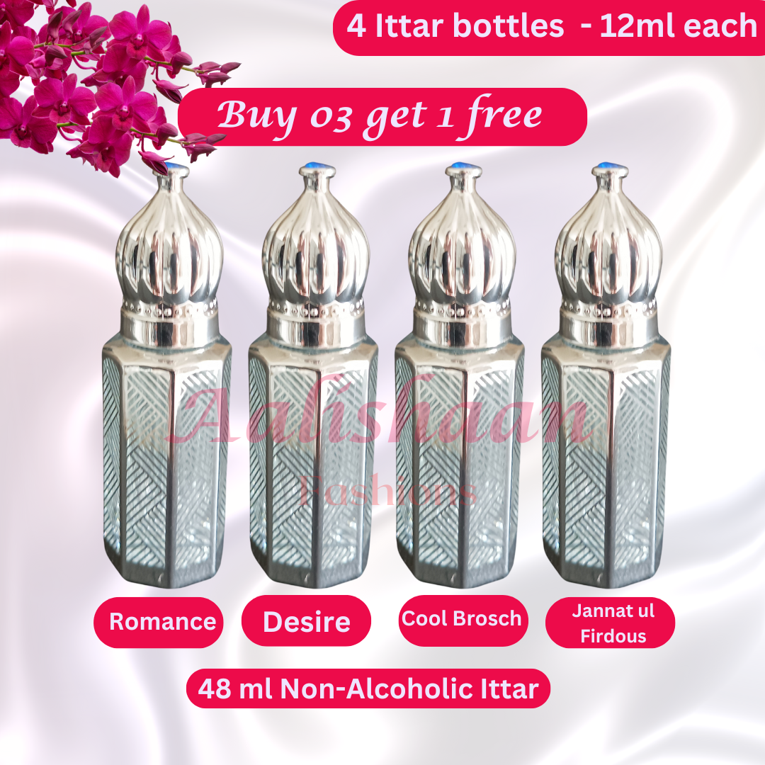 Islamic Ittar Perfume Oil Bottles 48ml – Buy 3 Get 1 Free Bundle pack 05