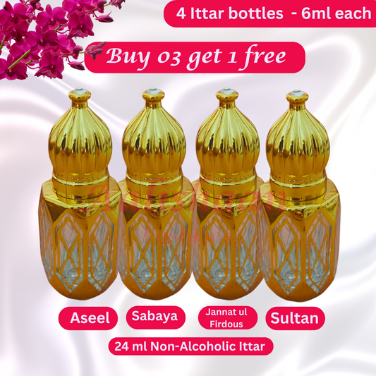 Premium Attar Perfume Oil Bottle Pack_01_-_Buy_03_get_1_Free_-_04_Ittar_bottles_-_24_ml online shop
