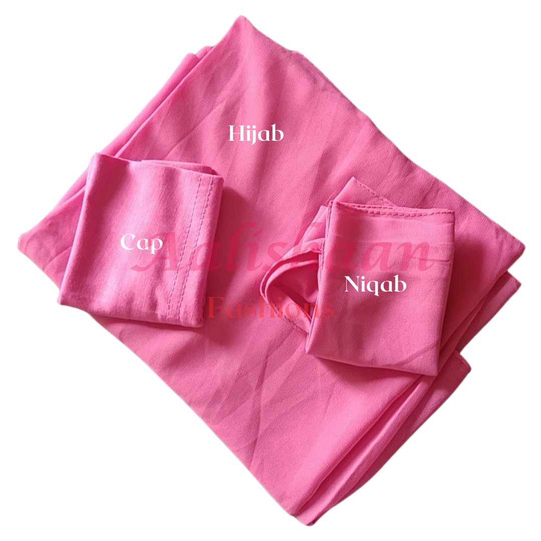 Pink - Hijab - Niqab - Tube Cap Set