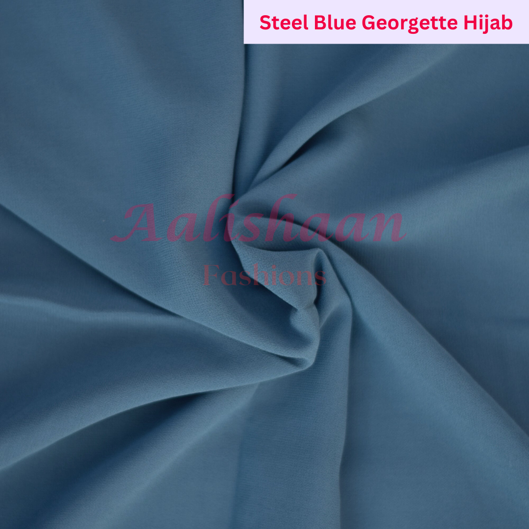 Steel Blue - Premium Georgette Hijab - Aalishaan Fashions