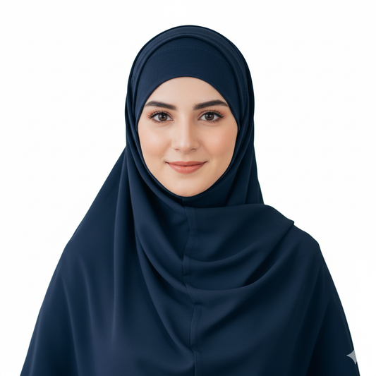 Zinc blue hijab with cap for girls pakistan cash on delivery soft fabric elegant look
