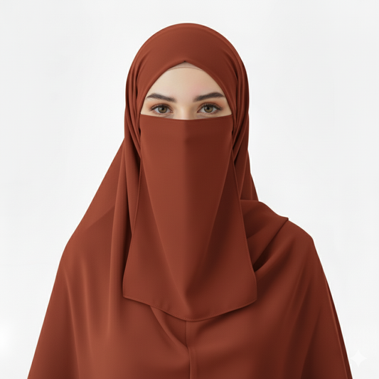 Rust - Premium Georgette Hijab - Niqab - Tube Cap Set