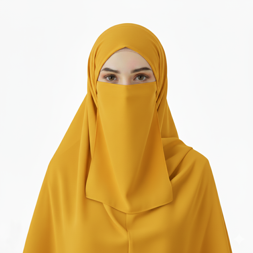 Yellow - Premium Georgette Hijab - Niqab - Tube Cap Set