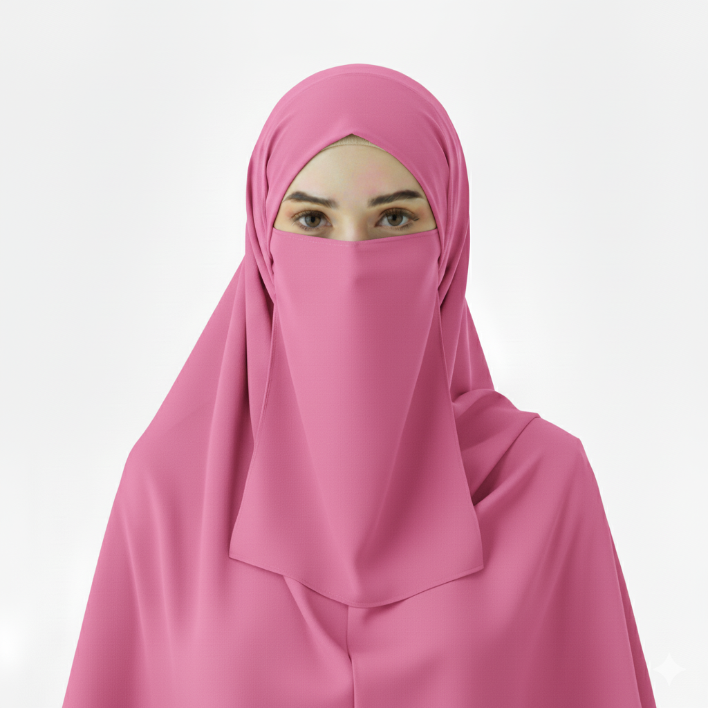 Pink - Hijab - Niqab - Tube Cap Set