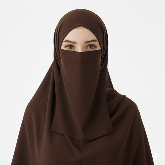 Chocolate Brown - Hijab - Niqab - Tube Cap Set
