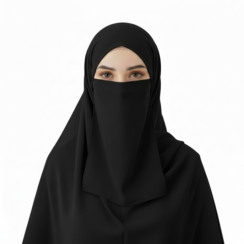 Black - Hijab - Niqab - Tube Cap Set