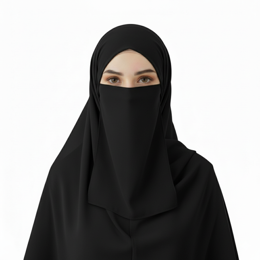 Black - Hijab - Niqab - Tube Cap Set