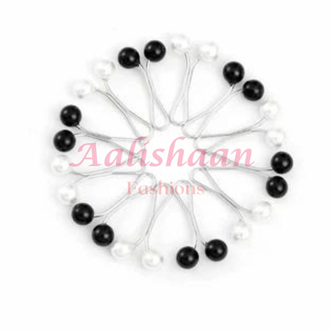 Strong Hijab Grip Pins Set – Black and White Colors for girls shop online pakistan