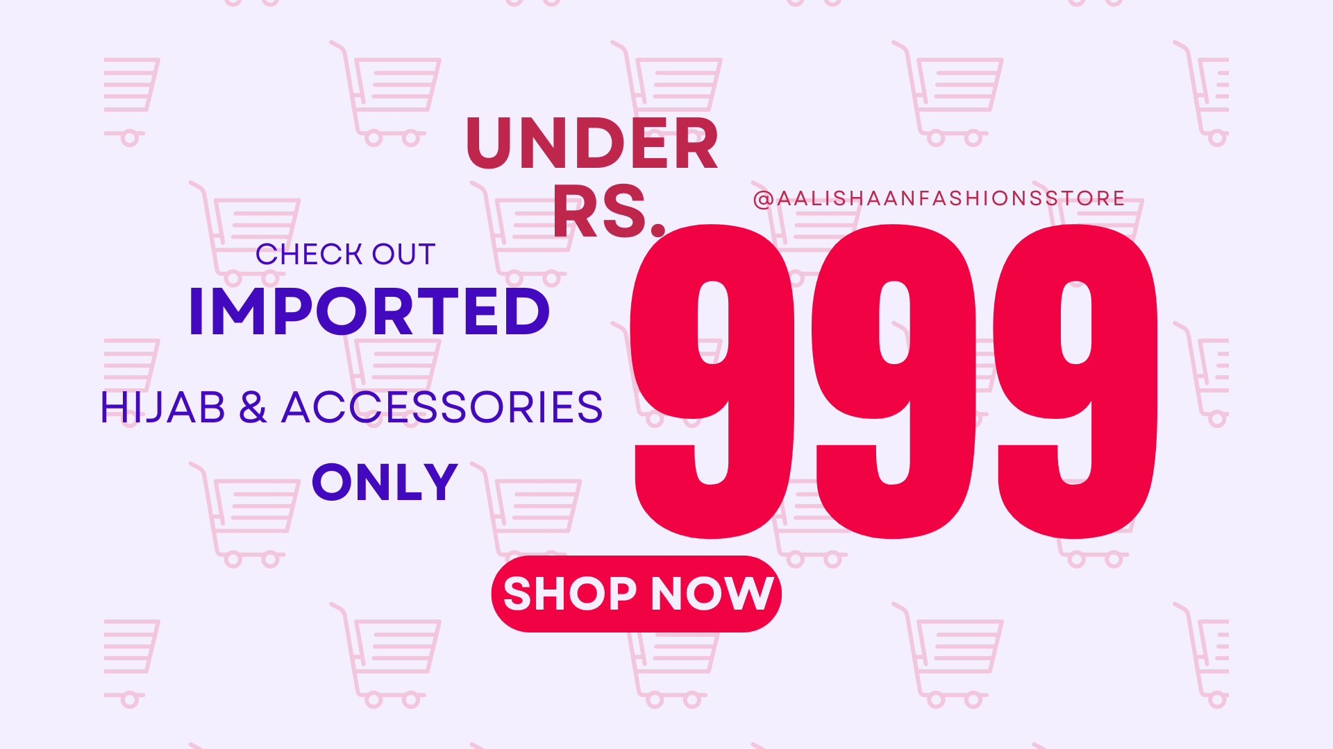 Promotional banner for hijab and accessories with a price tag of Rs. 999