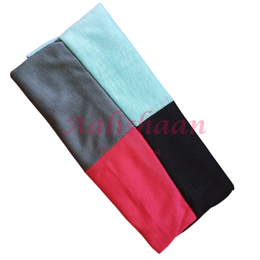 Stylish hijab caps in 4 colors. Shop online Pakistan. Soft stretch cotton undercaps for hijab styling.
