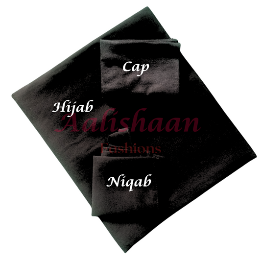 Black - Hijab - Niqab - Tube Cap Set