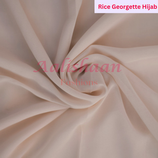 Rice White - Premium Georgette Hijab - Aalishaan Fashions