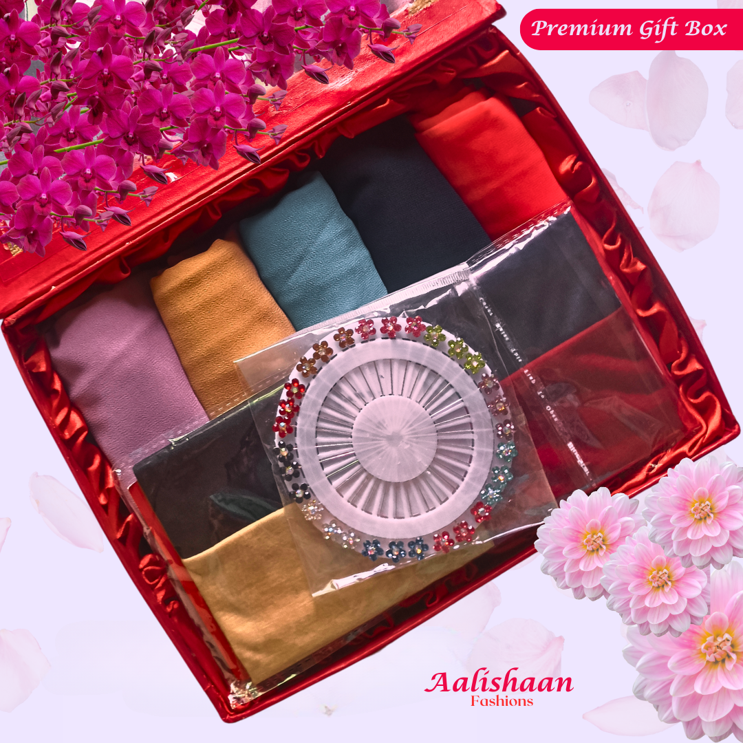 Set of 05 Hijabs - Aalishaan Premium Gift Box - Aalishaan Fashions