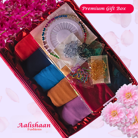 Set of 05 Hijabs - Aalishaan Premium Gift Box - Aalishaan Fashions