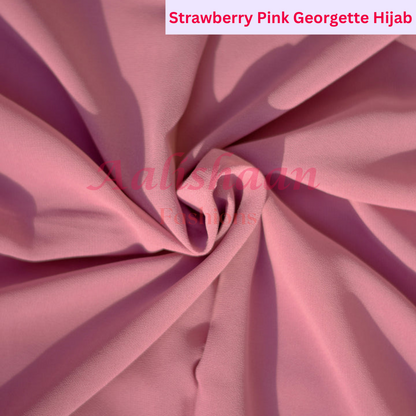 Strawberry Pink- Premium Georgette Hijab - Aalishaan Fashions