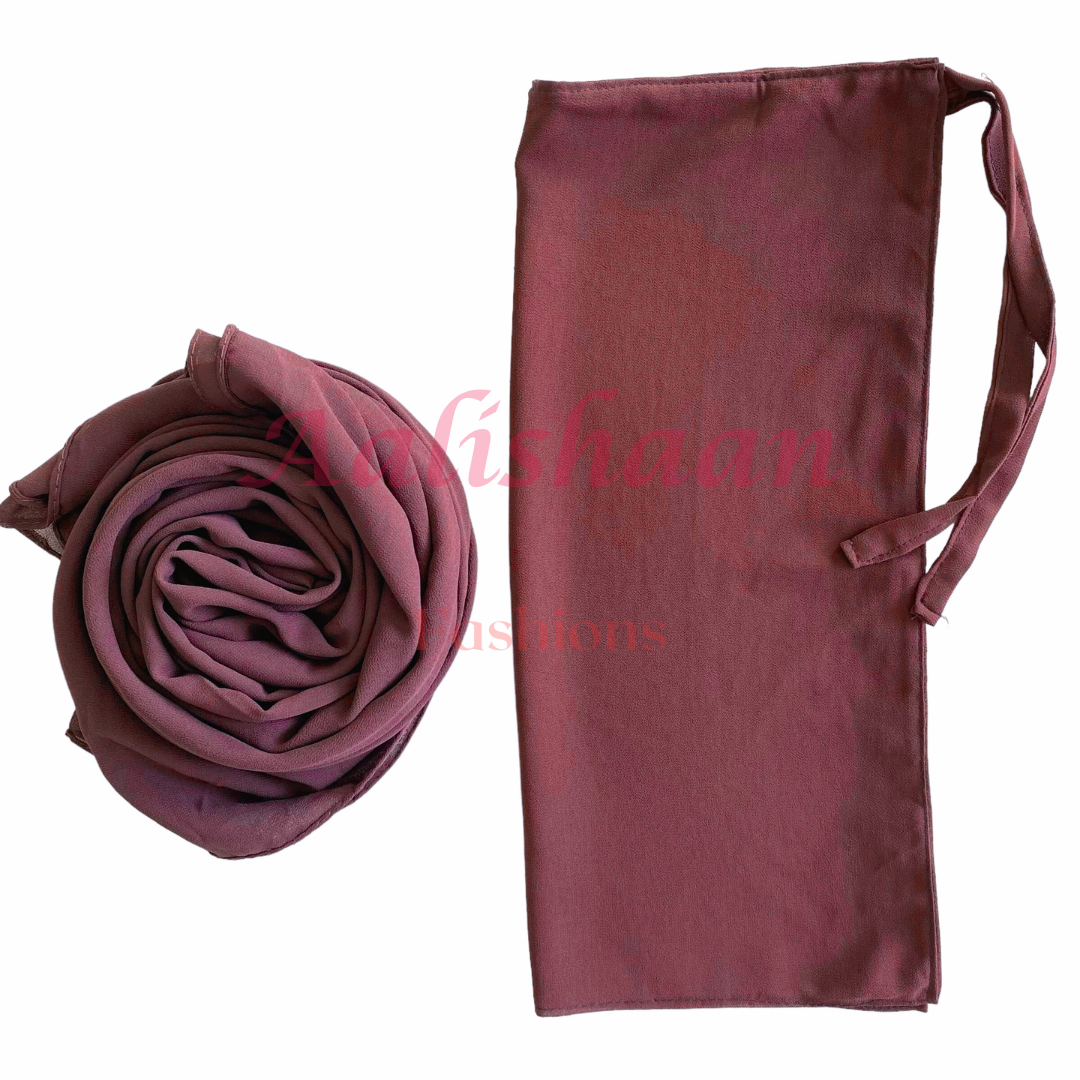 Wine - Premium Georgette Hijab - Niqab -Set