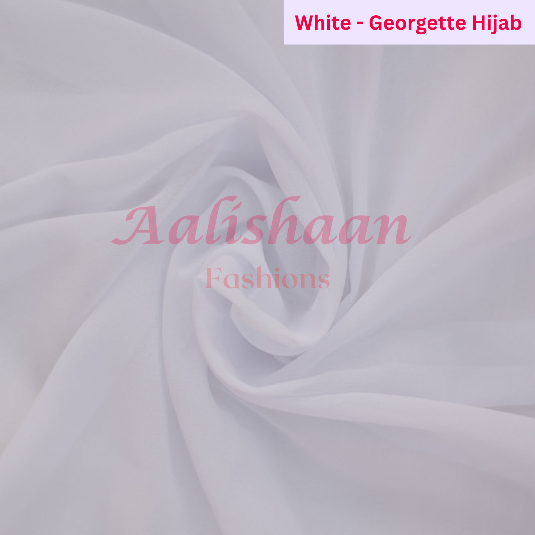 White - Premium Georgette Hijab - Aalishaan Fashions