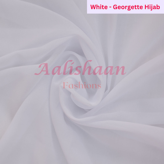 White - Premium Georgette Hijab - Aalishaan Fashions
