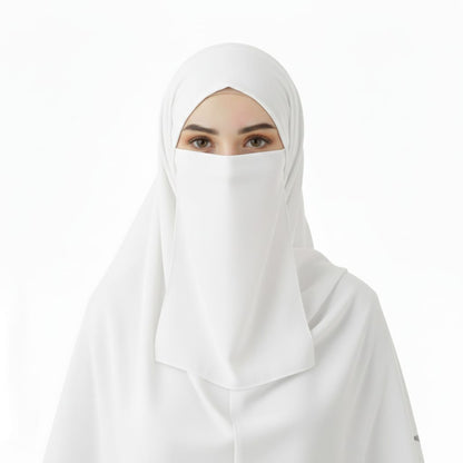 White - Premium Georgette Hijab - Niqab - Tube Cap Set