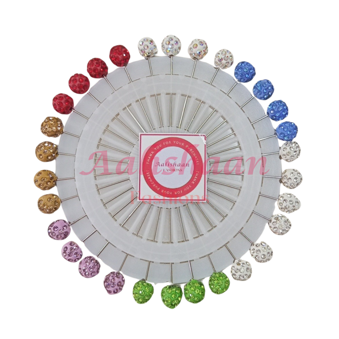 Rhinestone Multicolor ball Straight  -  Large Pins Wheel