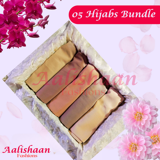 Light Brown Palette - Pack of 05 - Premium Georgette Hijab Bundles
