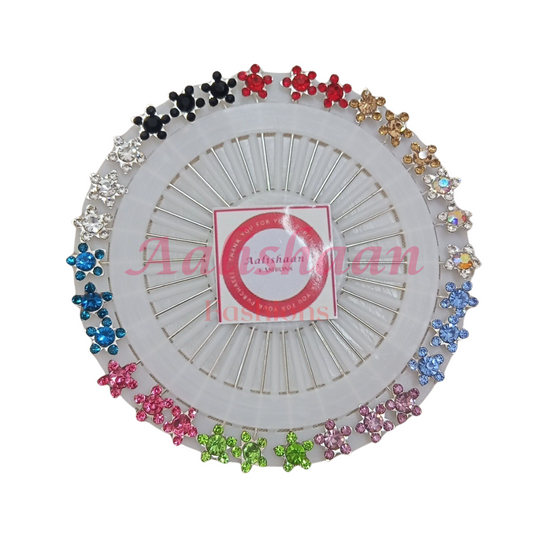 Rhinestone Multicolor Star Straight - Large Pins Wheel